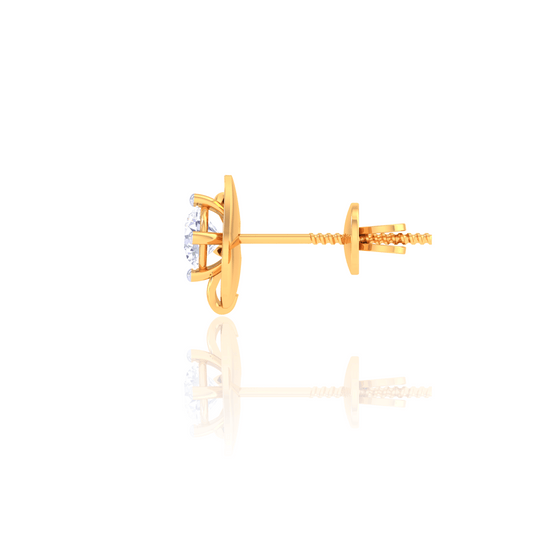 925 Silver Leaf Diamond Stud Earrings