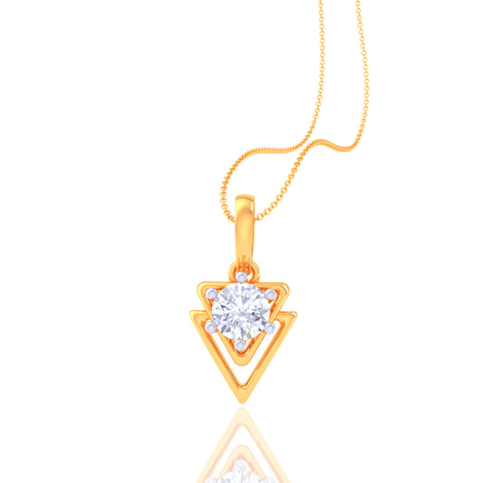 925 Silver Gold Diamond Solitaire Pendant