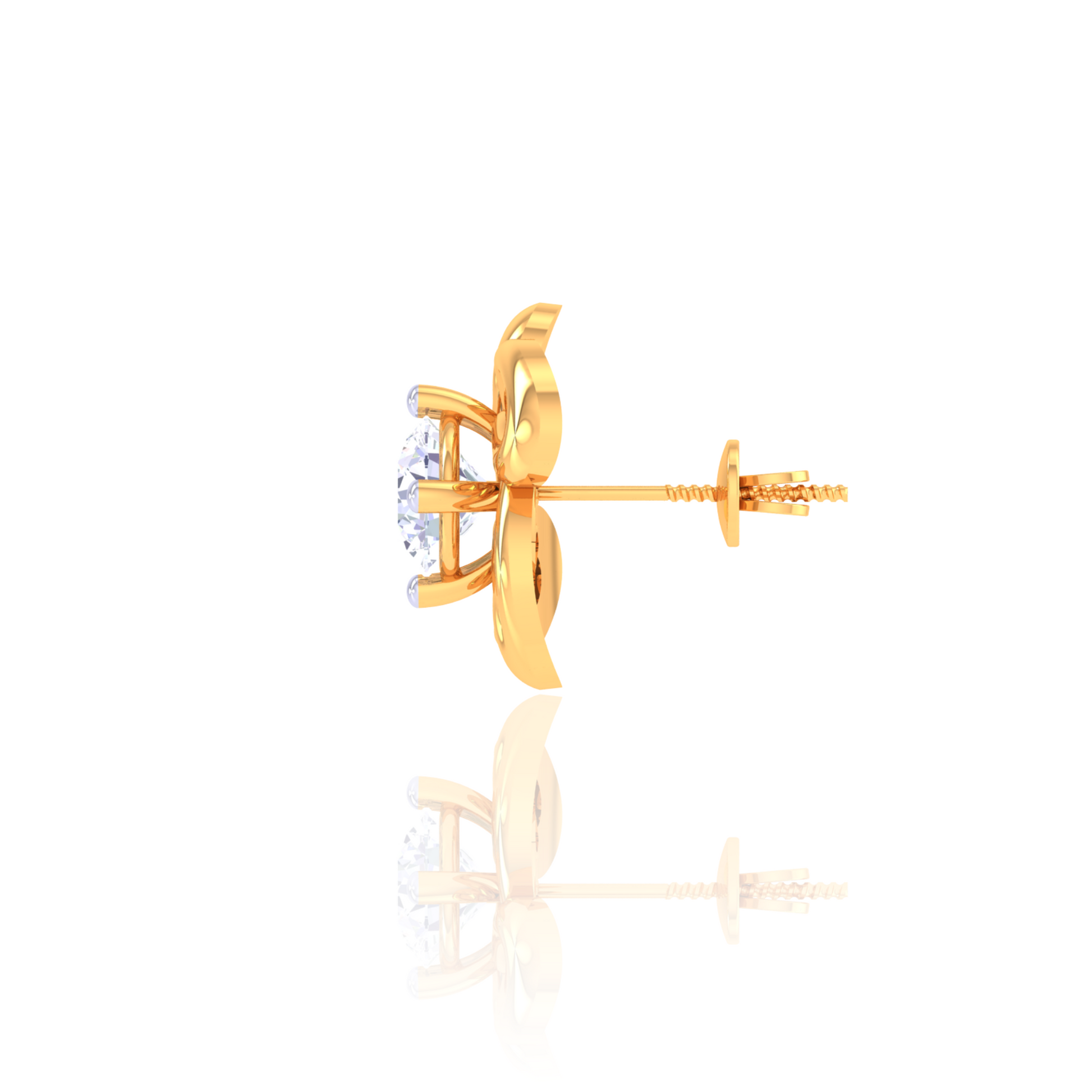 925 Silver Floral Rose Gold Diamond Earrings
