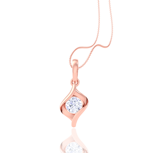 925 Silver Drop Rose Gold Diamond Pendant