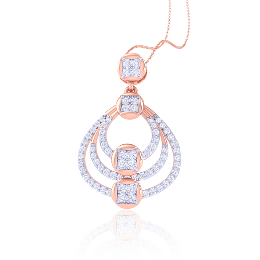 925 Silver Teardrop Rose Gold Diamond Pendant