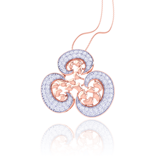 925 Silver Trinity Rose Gold Diamond Pendant
