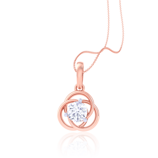 925 Silver Oval Rose Gold Diamond Pendant