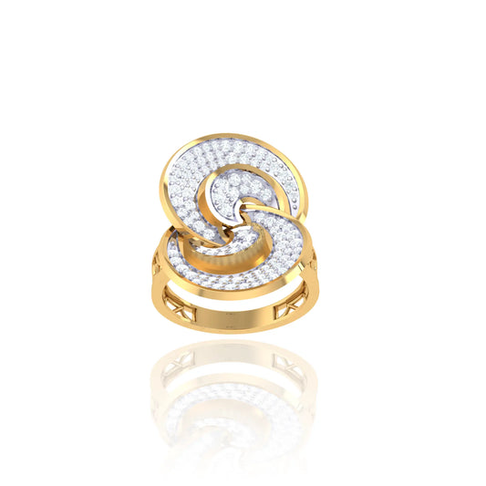 925 Silver Gold Spiral Diamond Ring