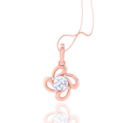 925 Silver Rose Gold Diamond Solitaire Pendant