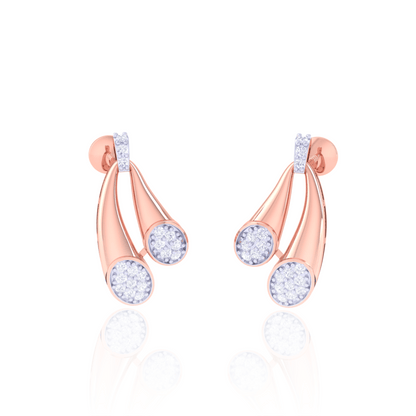 925 Silver Rose Gold Pave Diamond Cluster Earrings