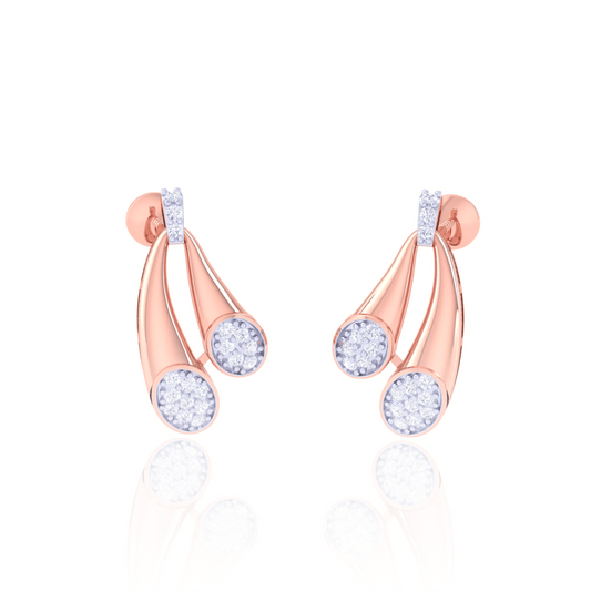 925 Silver Rose Gold Pave Diamond Cluster Earrings