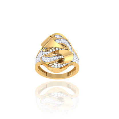 925 Silver Rose Gold Swirl Diamond Ring