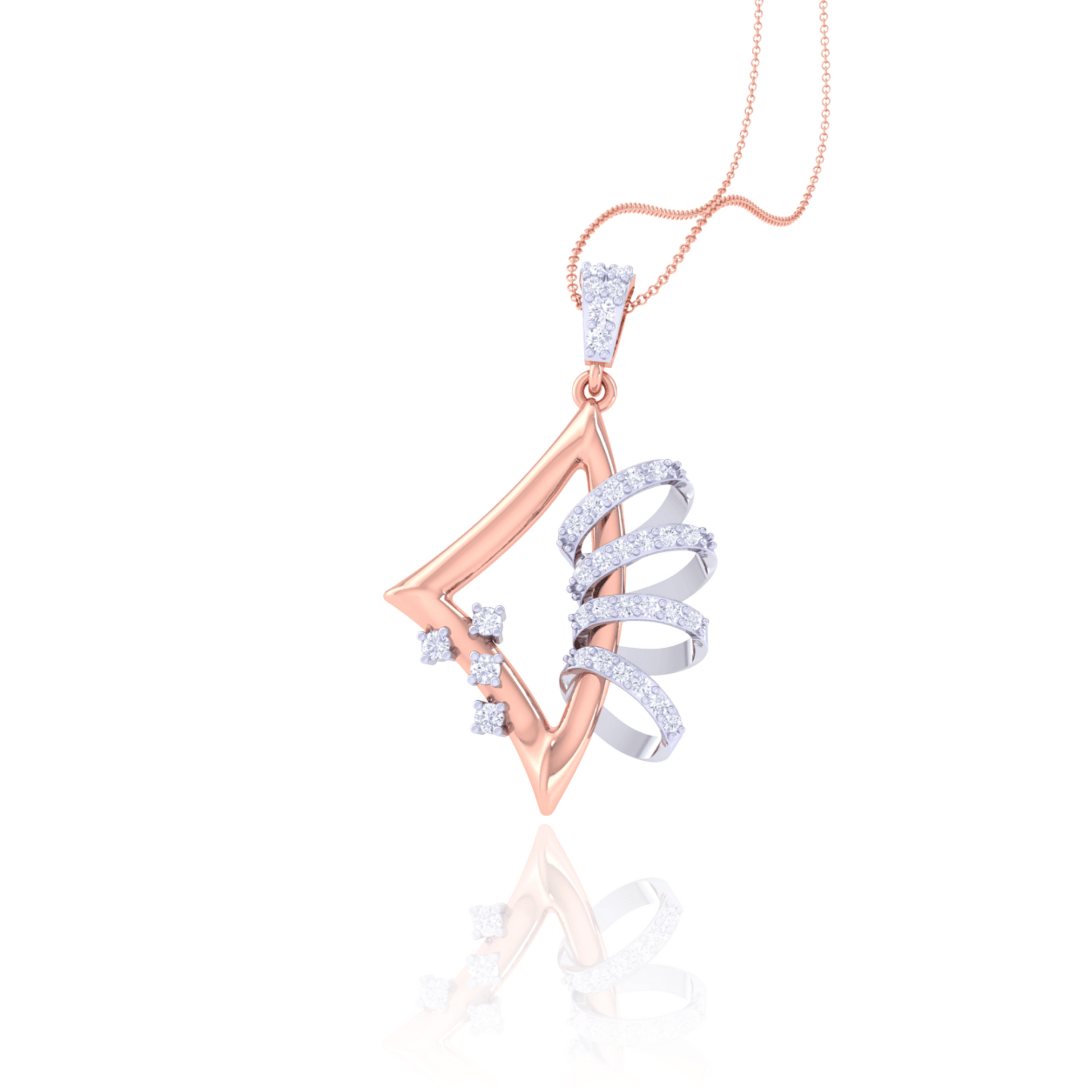 925 Silver Triangle Gold Diamond Pendant