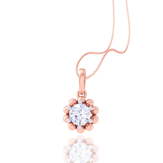 925 Silver Rose Gold Diamond Solitaire Necklace