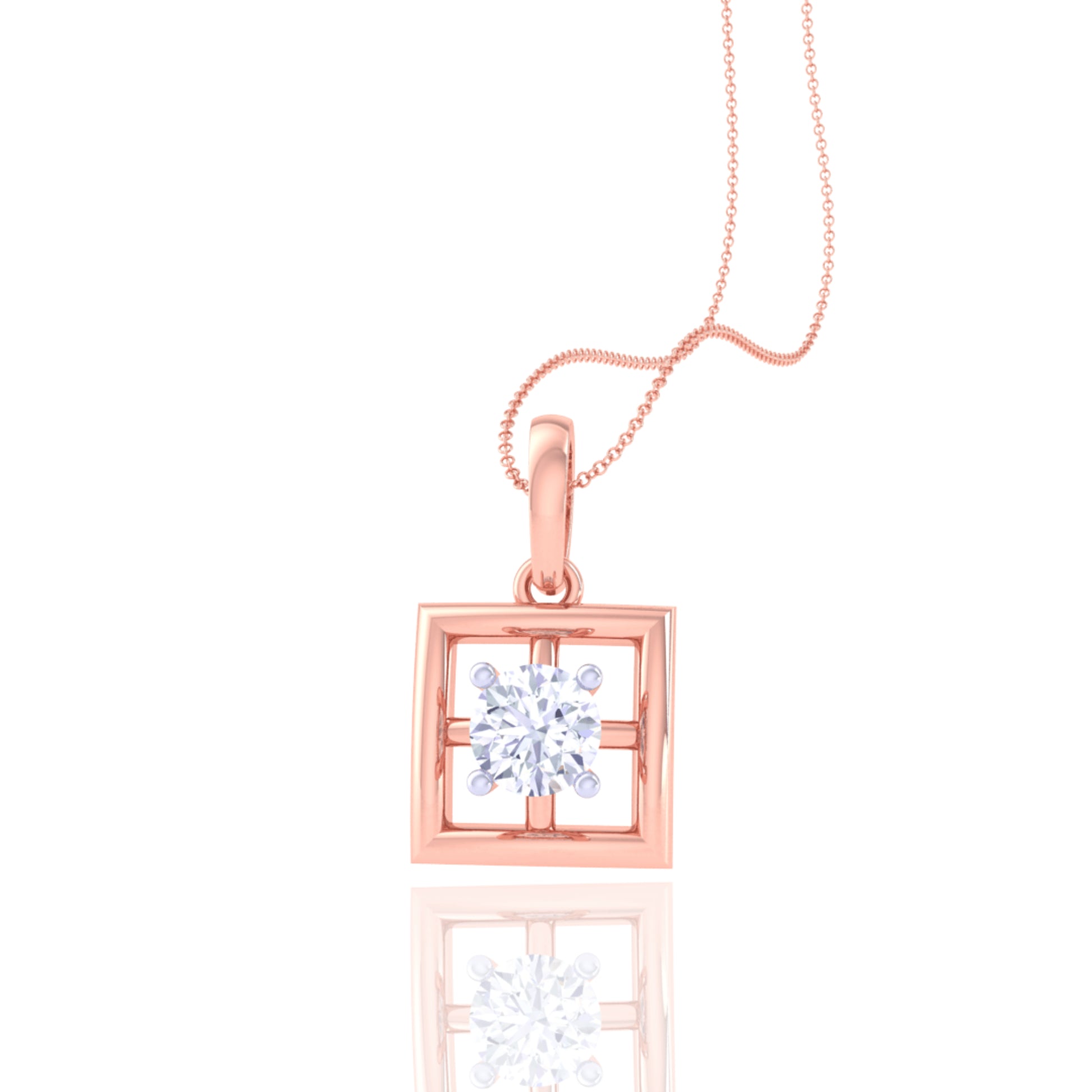 925 Silver Square-Shaped Diamond Pendant