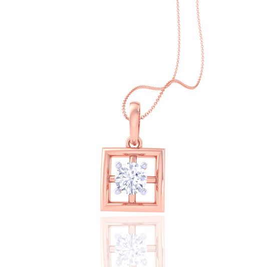 925 Silver Square-Shaped Diamond Pendant
