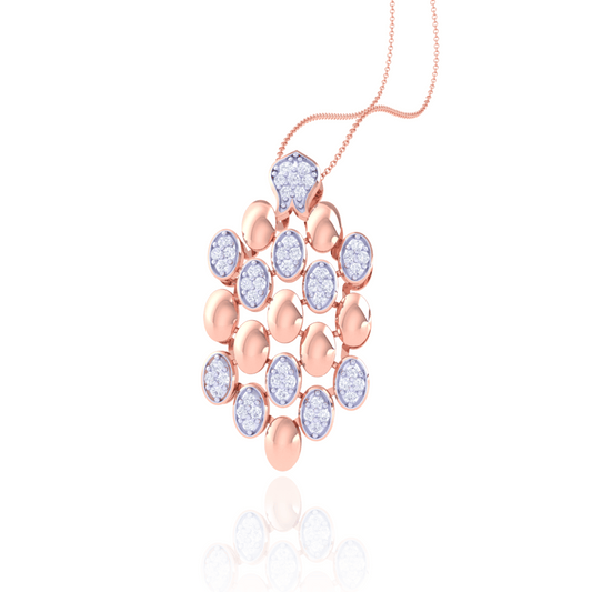 925 Silver Cluster Rose Gold Diamond Pendant