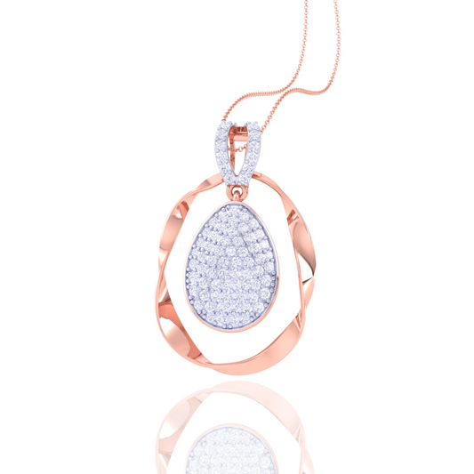 925 Silver Teardrop Rose Gold Diamond Pendant