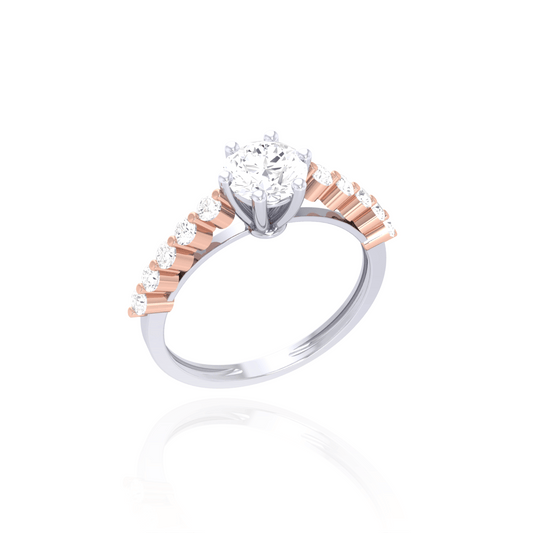 925 Silver Two-Tone Diamond Solitaire Engagement Ring
