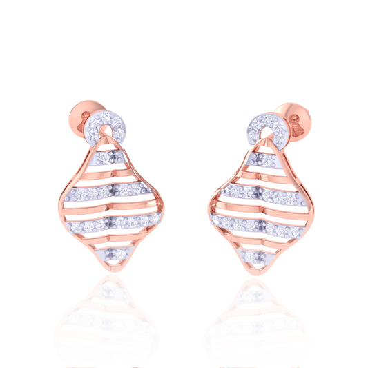 925 Silver Rose Gold Pave Diamond Drop Earrings
