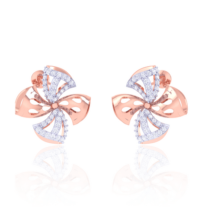 925 Silver Rose Gold Pave Diamond Bow Earrings