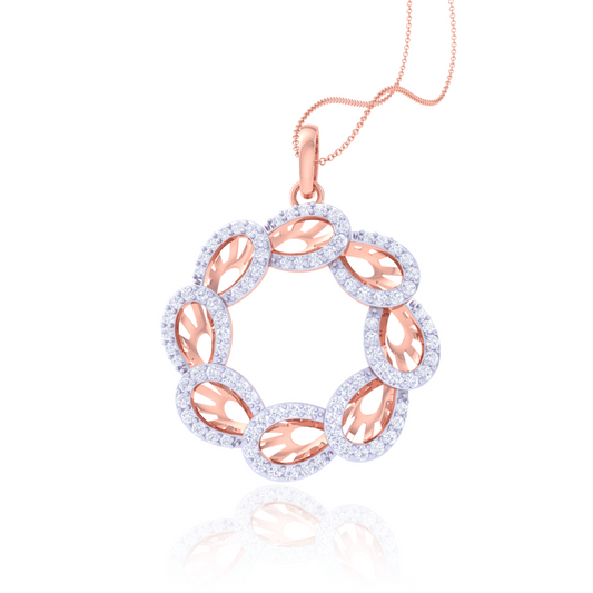 925 Silver Circle Rose Gold Diamond Pendant
