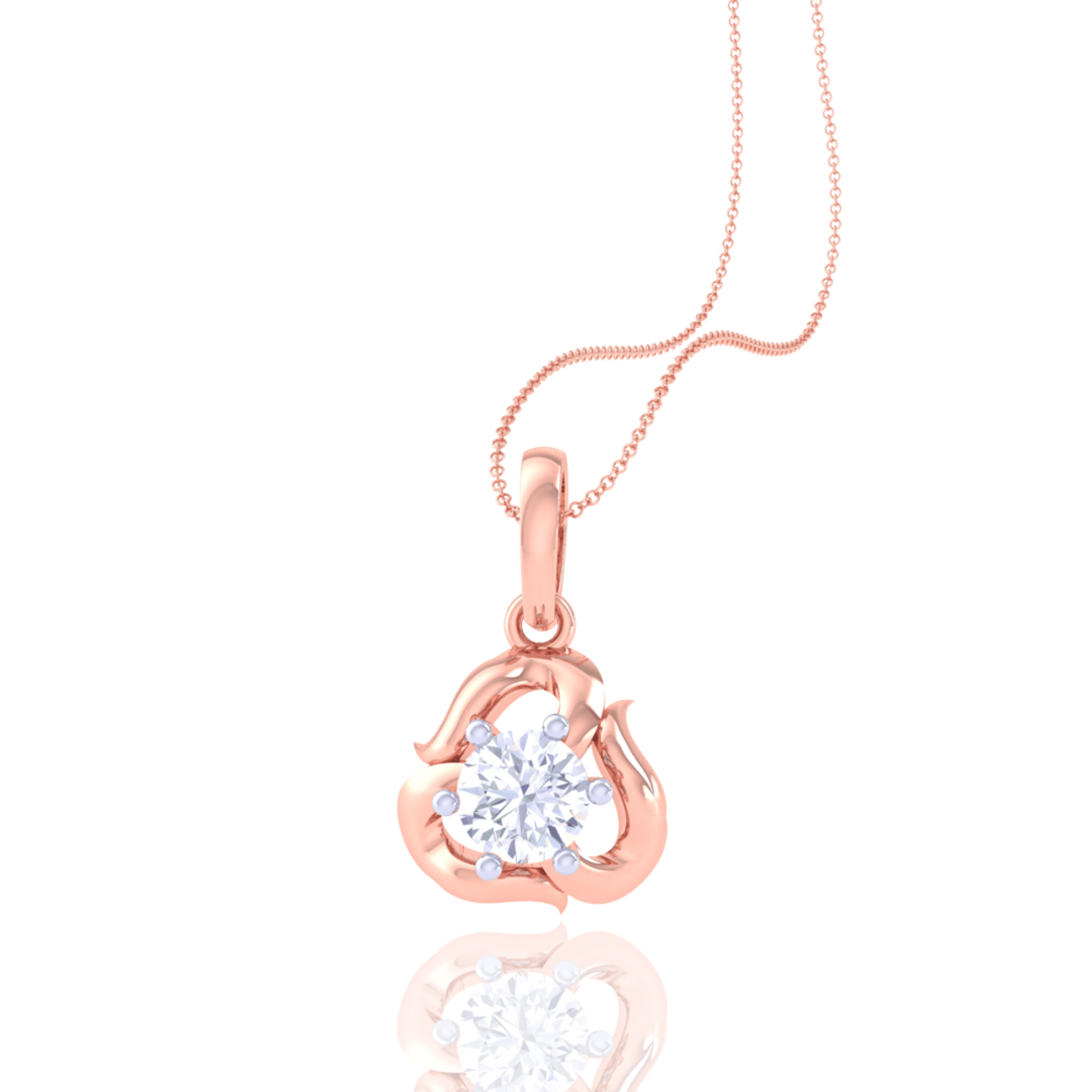 925 Silver Square Rose Gold Diamond Pendant