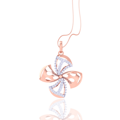 925 Silver Pinwheel Rose Gold Diamond Pendant
