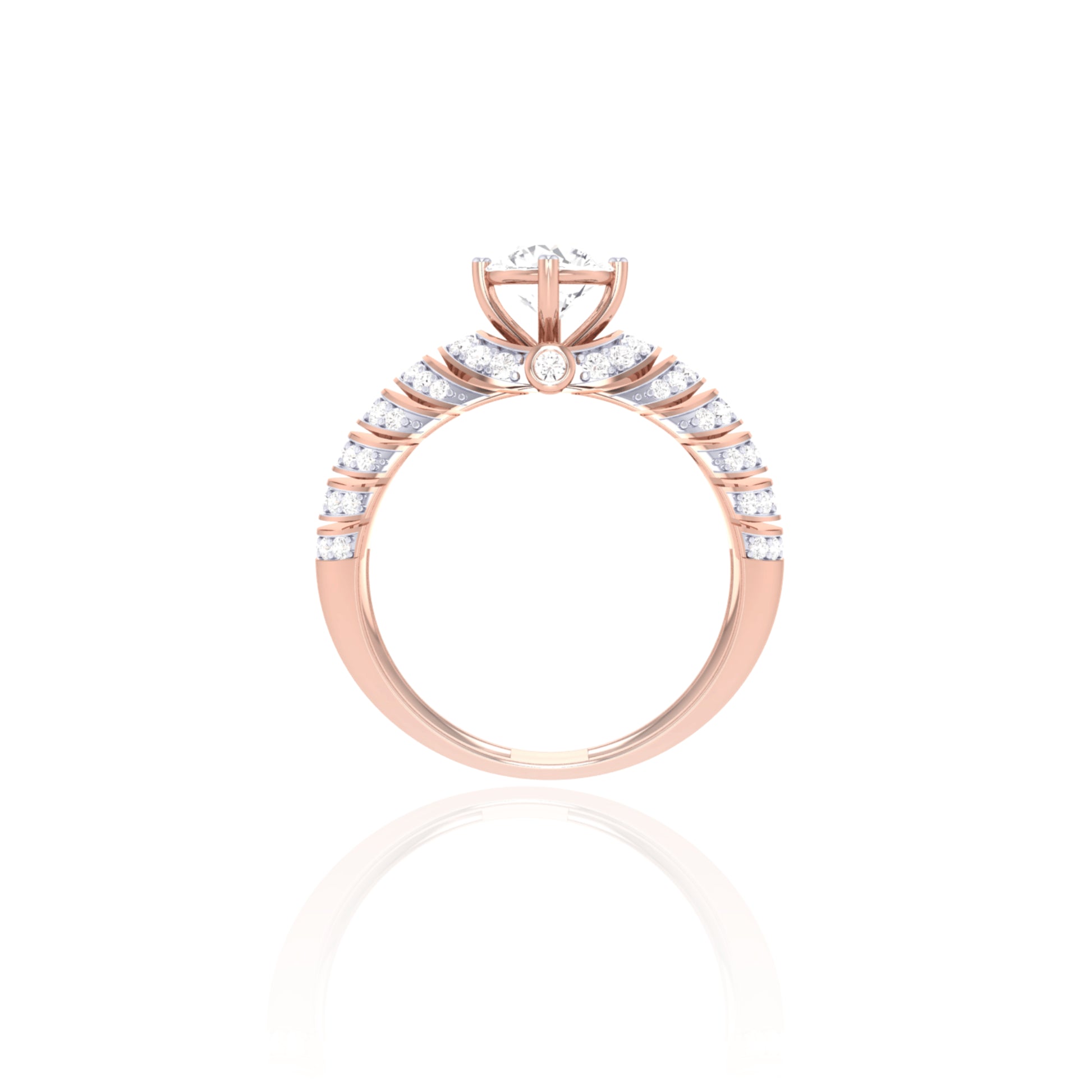 925 Silver Rose Gold Wave Diamond Ring