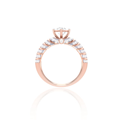 925 Silver Rose Gold Wave Diamond Ring