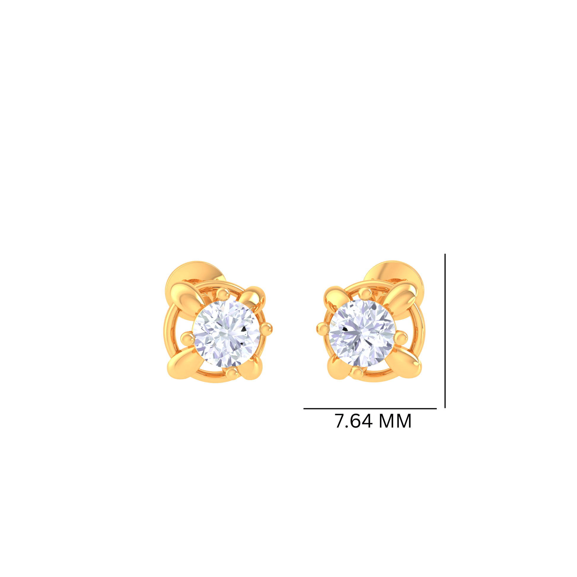 925 Silver Petal Round Stud Earrings
