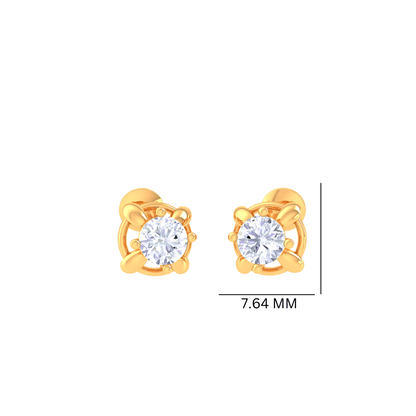 925 Silver Petal Round Stud Earrings