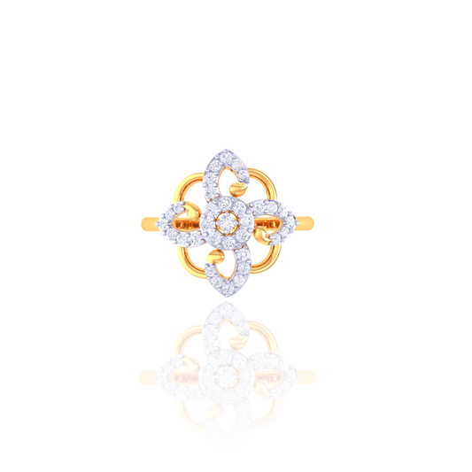925 Silver Rose Gold Swirl Diamond Ring