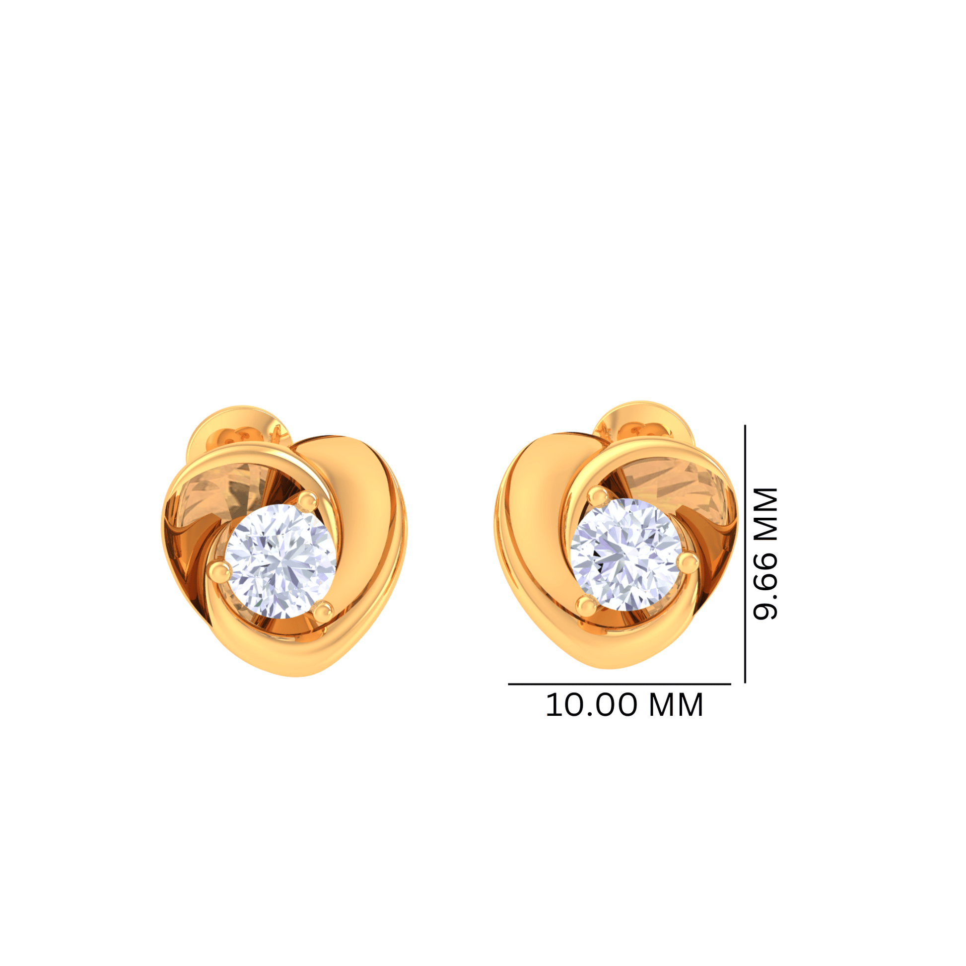 925 Silver Heart Diamond Stud Earrings