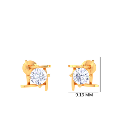 925 Silver Crossbar Diamond Stud Earrings