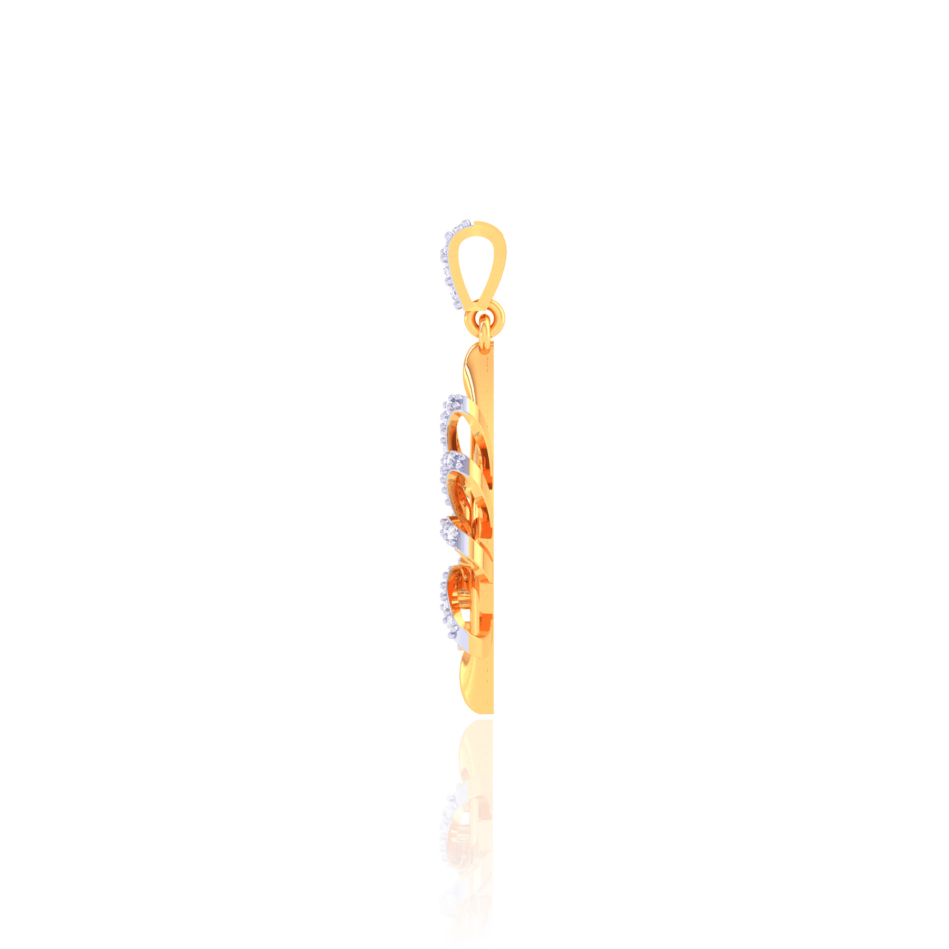 925 Silver Triangle Gold Diamond Pendant