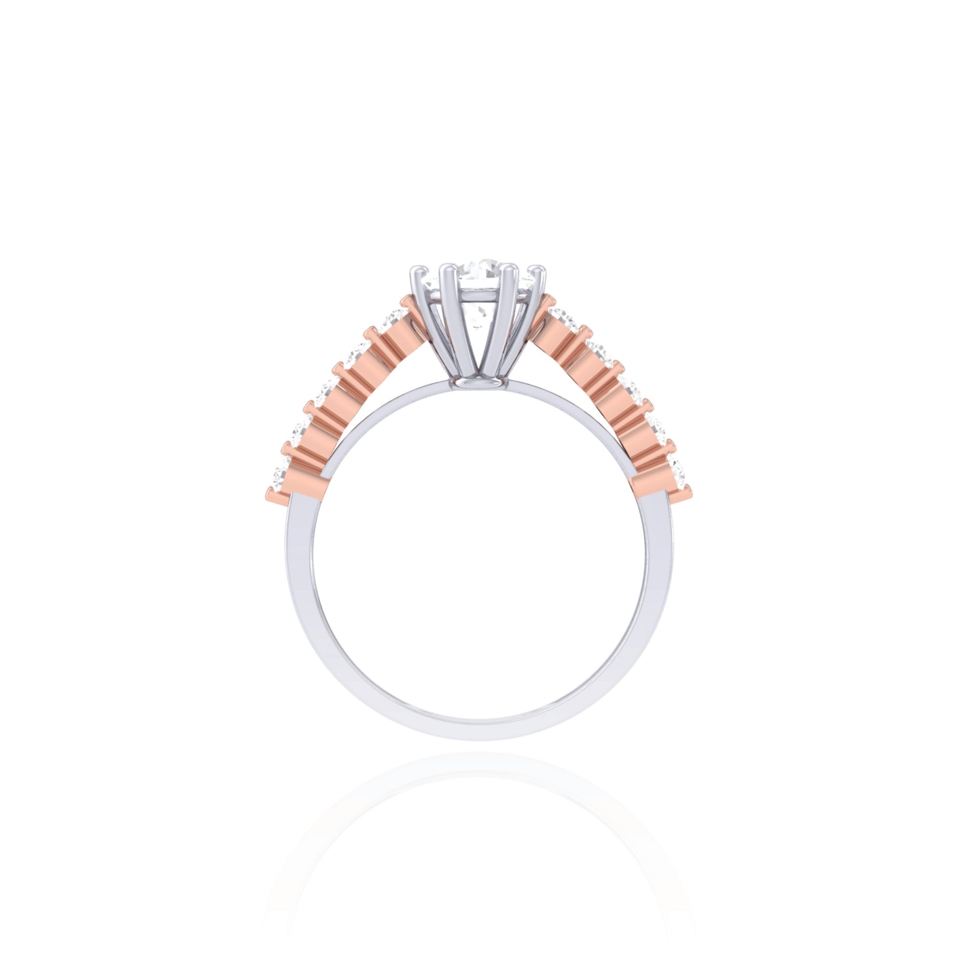 925 Silver Two-Tone Diamond Solitaire Engagement Ring