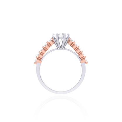 925 Silver Two-Tone Diamond Solitaire Engagement Ring