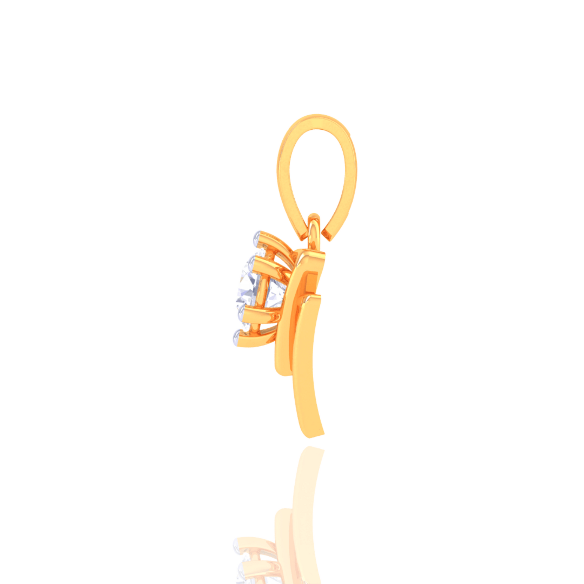 925 Silver Gold Diamond Solitaire Pendant