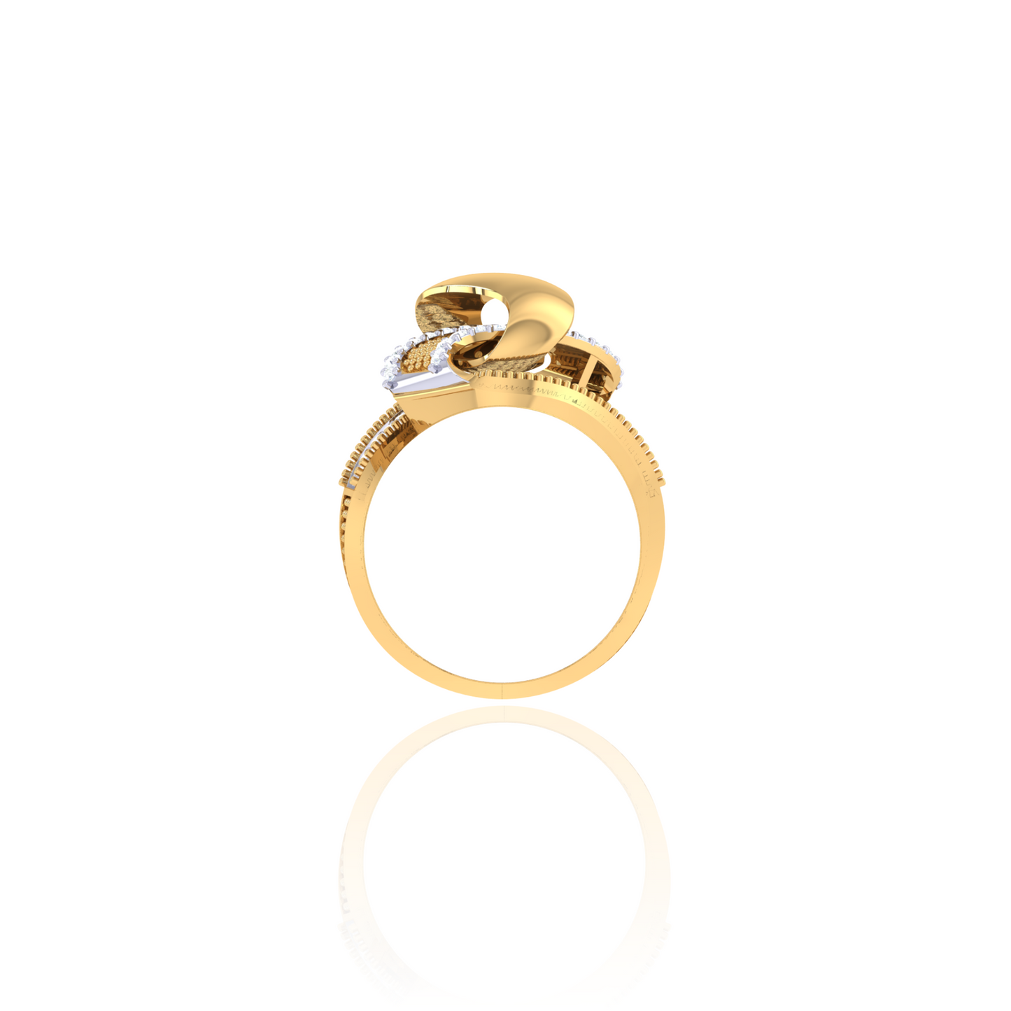 925 Silver Gold Wave Diamond Ring