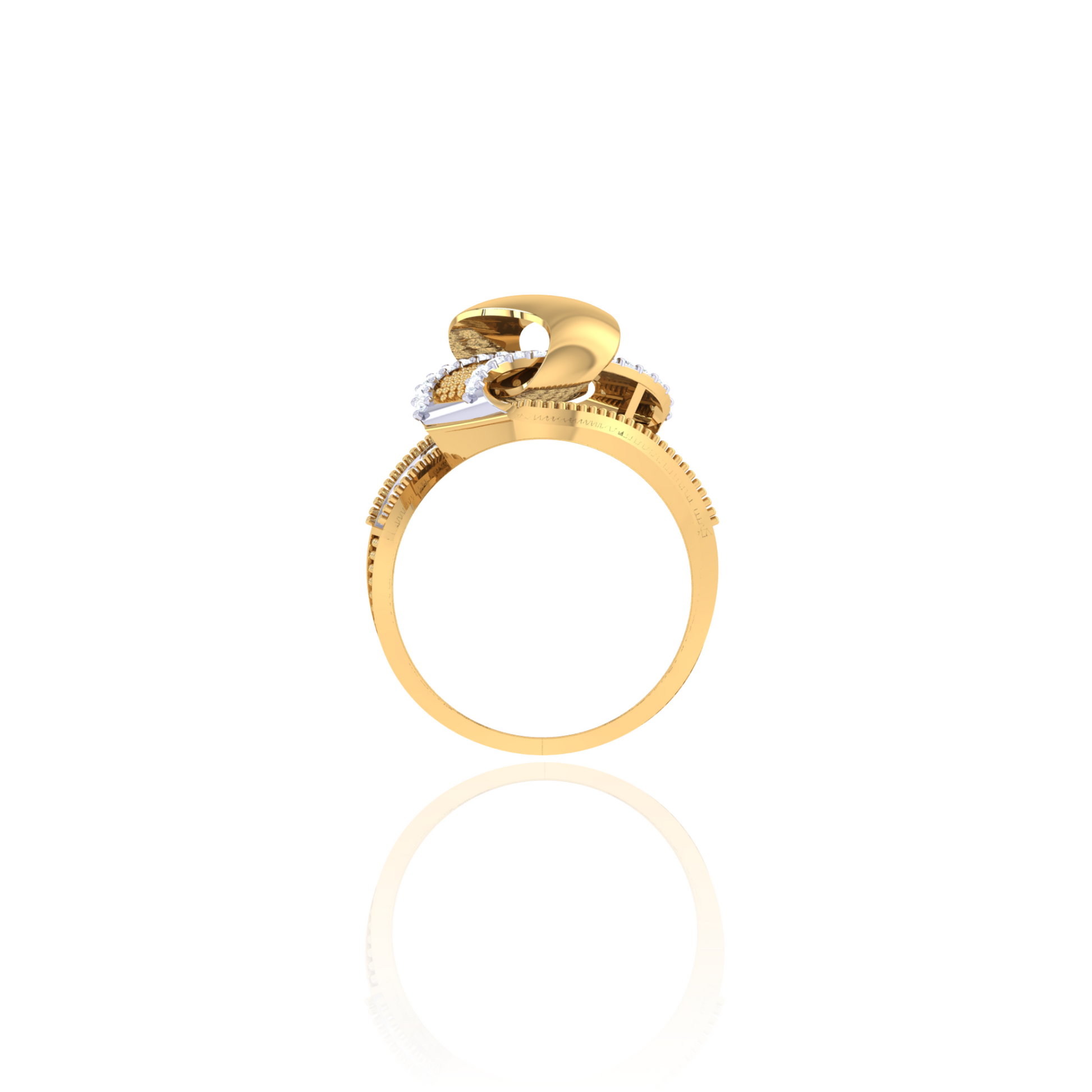 925 Silver Gold Wave Diamond Ring