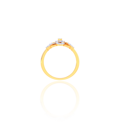 925 Silver Rose Gold Swirl Diamond Ring