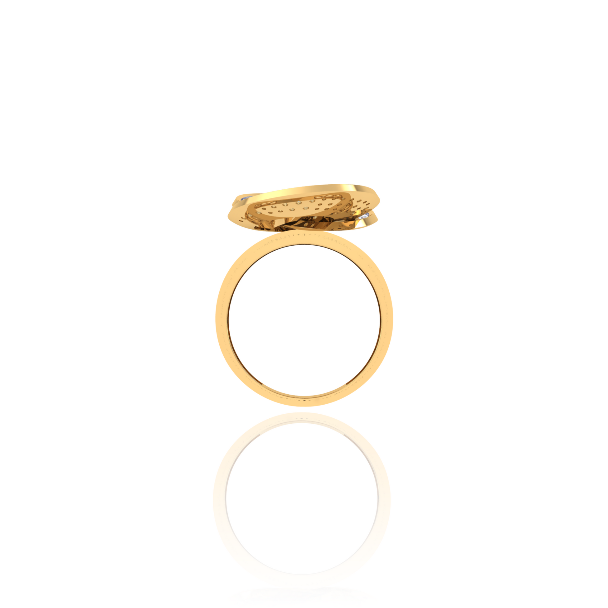 925 Silver Gold Spiral Diamond Ring