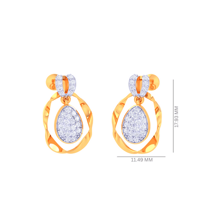 925 Silver Rose Gold Pave Diamond Teardrop Earrings