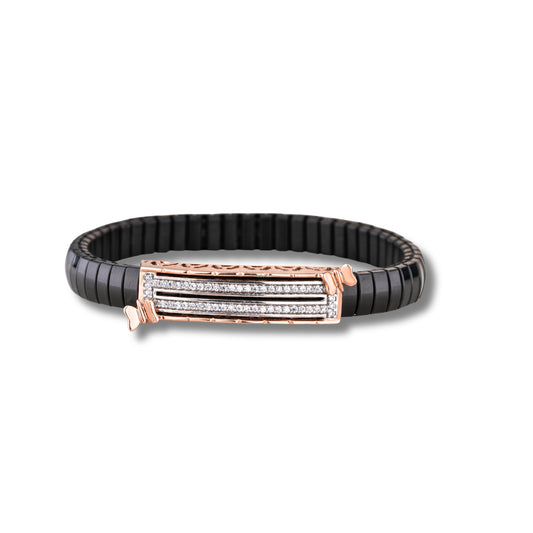 925 Silver Rose Gold Bar Diamond Bracelet
