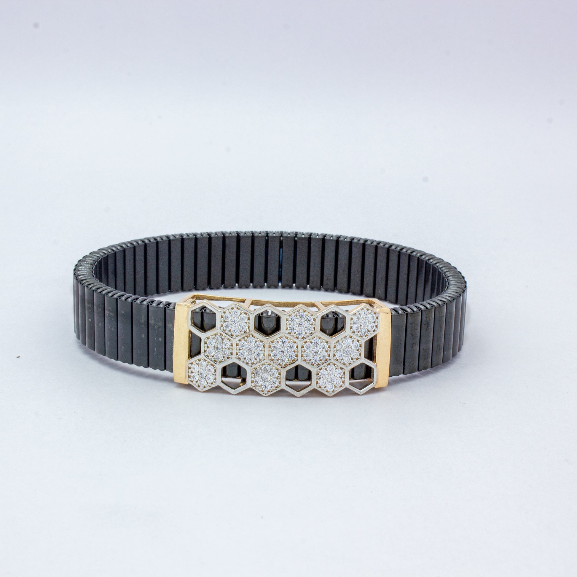 925 Silver Honeycomb Bracelet with Diamond