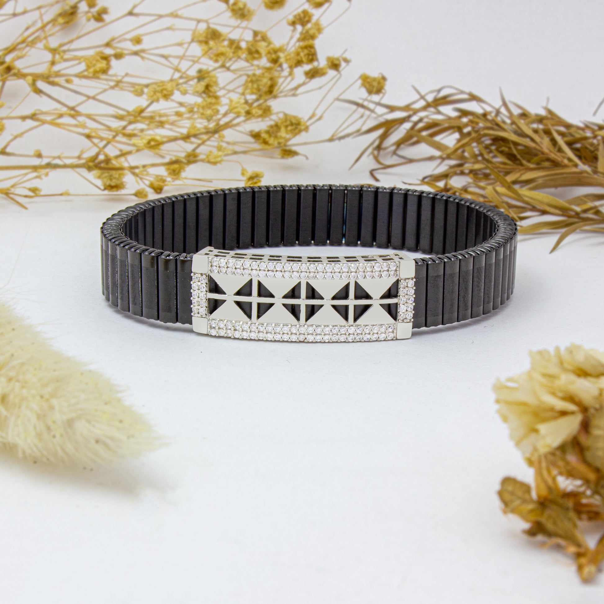 925 Silver Square Gemstone Bracelet