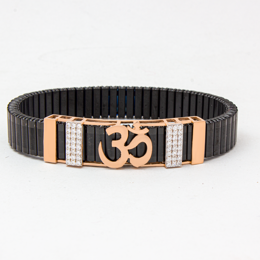 925 Silver Om Bracelet with Diamond & Rolex Band