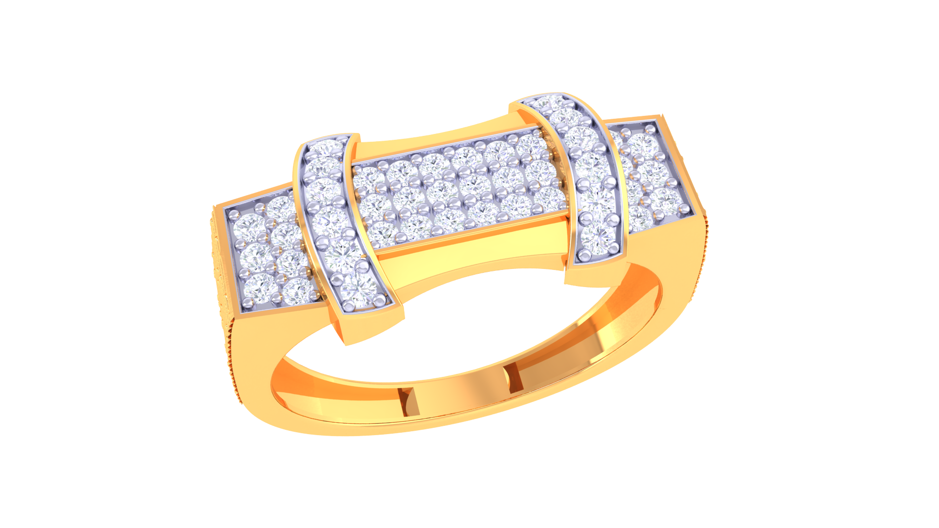 925 Sliver Two-Tone Pave Diamond Statement Ring