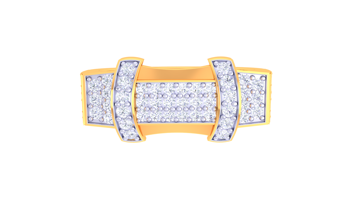 925 Sliver Two-Tone Pave Diamond Statement Ring