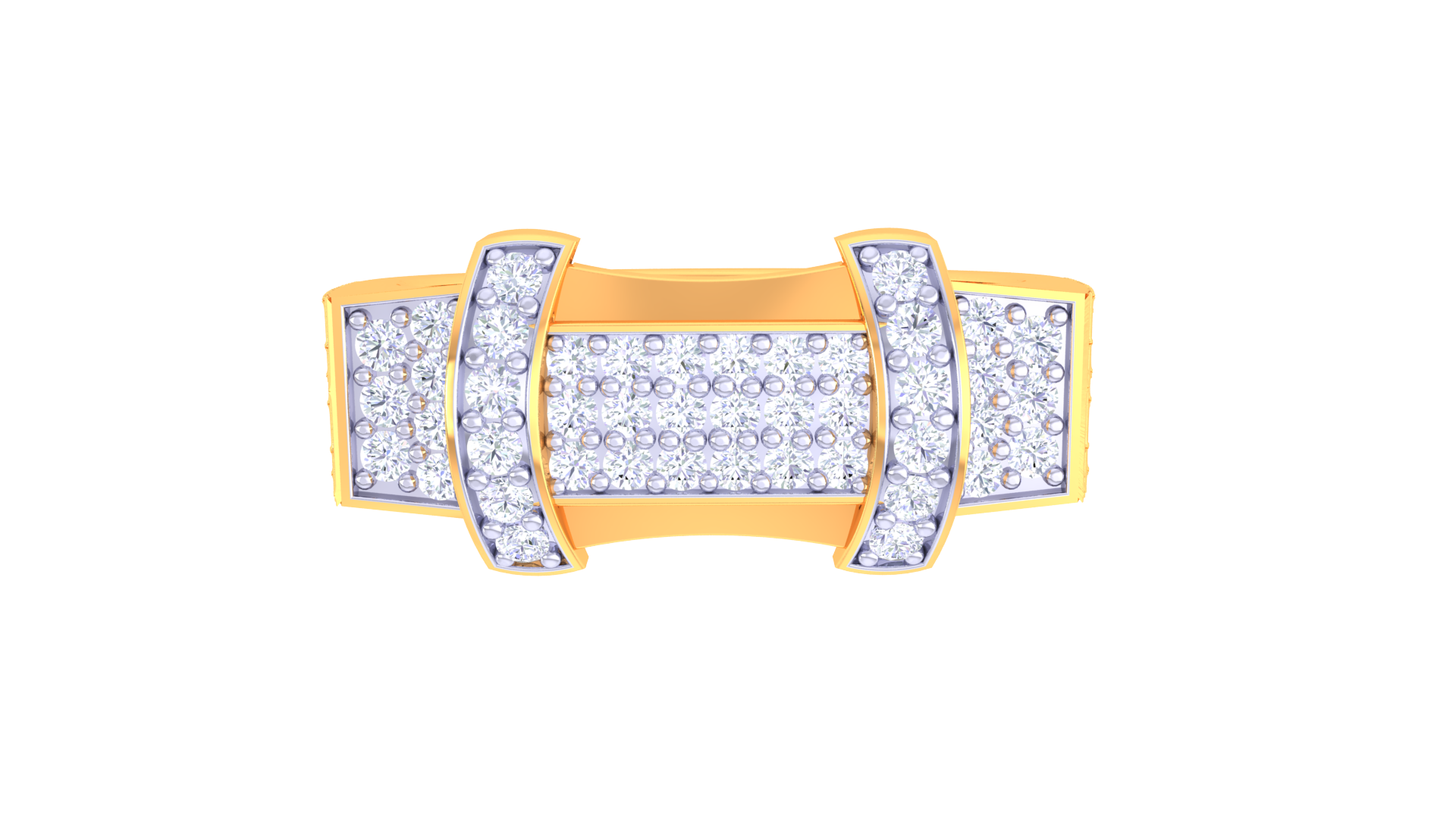 925 Sliver Two-Tone Pave Diamond Statement Ring
