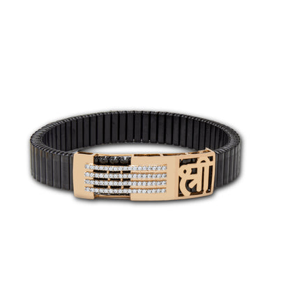 925 Silver Rectangular Shri Bracelet with Diamond