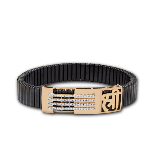 925 Silver Rectangular Shri Bracelet with Diamond