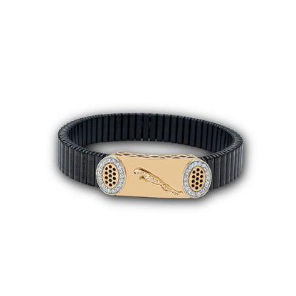 925 Silver Circular Jaguar Bracelet with Diamond